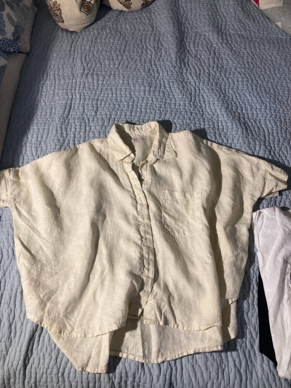 Myrah Penaloza 100% Linen bat wing Button-Down Shirt cream OS